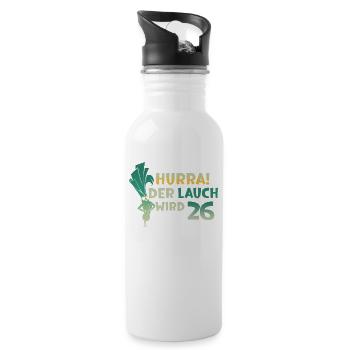 Hurra der Lauch wird 26 - Trinkflasche mit integriertem Trinkhalm - Weiß - Rechts