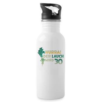 Hurra der Lauch wird 30 - Trinkflasche mit integriertem Trinkhalm - Weiß - Rechts