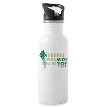 Hurra der Lauch wird 18 - Trinkflasche mit integriertem Trinkhalm - Weiß - Rechts