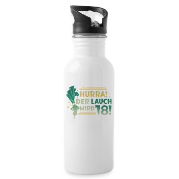 Hurra der Lauch wird 18 - Trinkflasche mit integriertem Trinkhalm - Weiß - Rechts