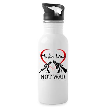 Against War - Gegen Krieg - Trinkflasche mit integriertem Trinkhalm - Weiß - Rechts