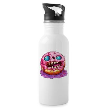 Hässlicher Monster Donut - Trinkflasche mit integriertem Trinkhalm - Weiß - Rechts