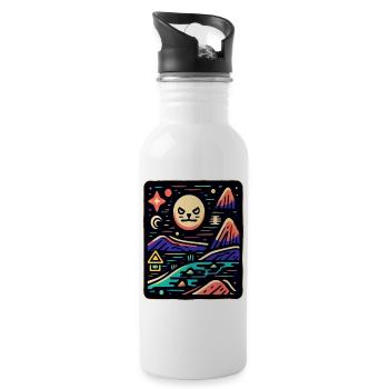 Animations Art and Bright Colors Nature and Cat - Water bottle with straw - white - Right