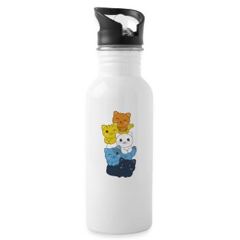 Aroace Flag Pride LGBTQ Cute Cats Bunch - Water bottle with straw - white - Right