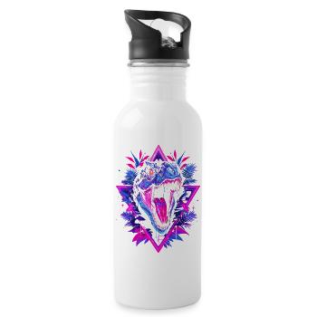 Synthwave Raptor - Water bottle with straw - white - Right