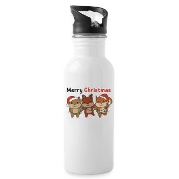 Squirrel, Christmas, Winter, Animals, Squirrel - Water bottle with straw - white - Right