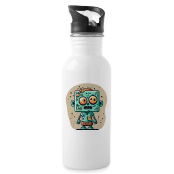 Cute zombie with a square head - Water bottle with straw - white - Right