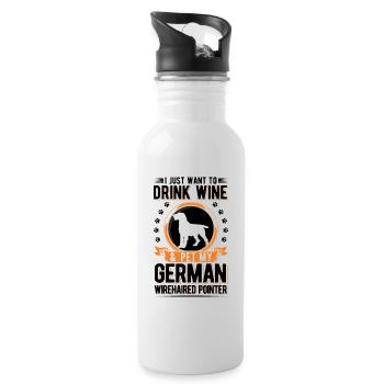 Deutsch Drahthaar Wein - Trinkflasche mit integriertem Trinkhalm - Weiß - Rechts