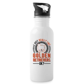 Ich mag einfach Golden Retriever - Trinkflasche mit integriertem Trinkhalm - Weiß - Rechts