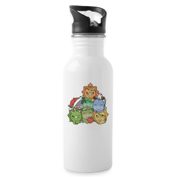 Dinosaur Christmas Tree Funny Animal - Water bottle with straw - white - Right