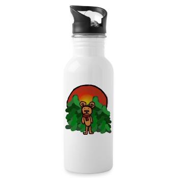 Habitant de la forêt, conte de fées, ours, seul, solitude, forêt - Gourde avec paille intégrée - blanc - Droite