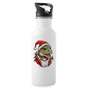 Drôle de Noël dinosaure Père Noël - Gourde avec paille intégrée - blanc - Droite