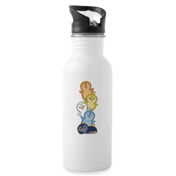 Aroace Flag Pride LGBTQ Cute Penguin Stack - Water bottle with straw - white - Right