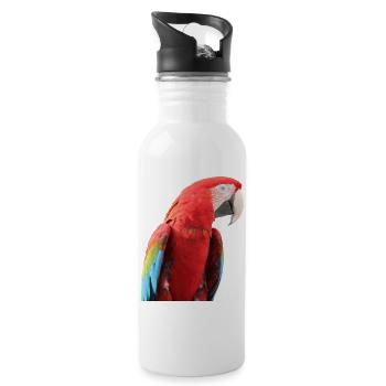 Papageien Vogel T-shirt Geschenk - Trinkflasche mit integriertem Trinkhalm - Weiß - Rechts