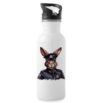 Bunnies Police - Water bottle with straw - white - Right