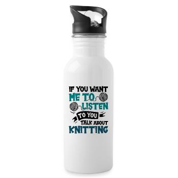 Talk about Knitting - Trinkflasche mit integriertem Trinkhalm - Weiß - Rechts