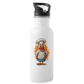 Cooler Truthahn Koch Happy Thanksgiving Geschenk - Trinkflasche mit integriertem Trinkhalm - Weiß - Rechts