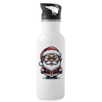 Santa Claus with Sunglasses Xmas Costume - Water bottle with straw - white - Right