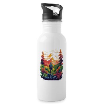 Randonnée dans la nature, la montagne et la forêt - Gourde avec paille intégrée - blanc - Droite