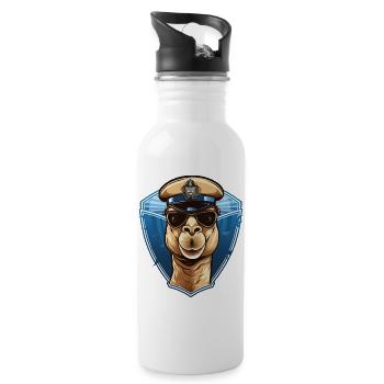 Kamel Polizist - Trinkflasche mit integriertem Trinkhalm - Weiß - Rechts