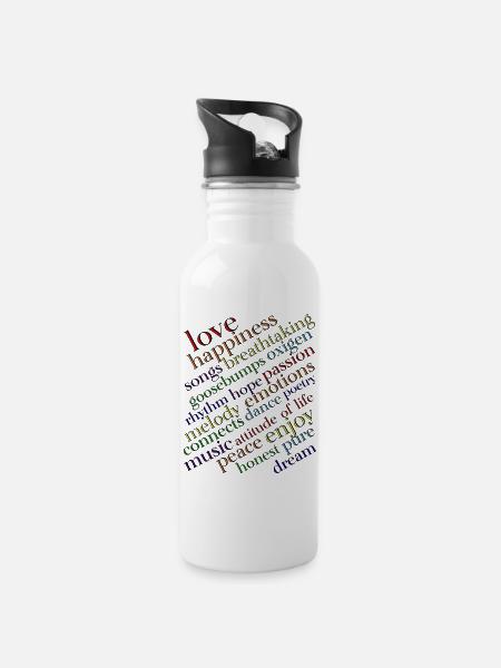 Typographie arc-en-ciel Joie de vivre - Gourde avec paille intégrée - blanc