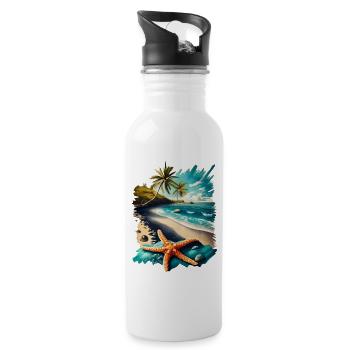 Natur Sommer Meer Ozean Seestern - Trinkflasche mit integriertem Trinkhalm - Weiß - Rechts