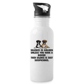 Schweigen ist Gold, es sei denn, Sie haben einen Boxer - Trinkflasche mit integriertem Trinkhalm - Weiß - Rechts