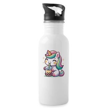 Kawaii Einhörner Bubble Tea Boba Einhorn - Trinkflasche mit integriertem Trinkhalm - Weiß - Rechts