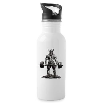 Viking Bodybuilder Fitness Aesthetics - Water bottle with straw - white - Right
