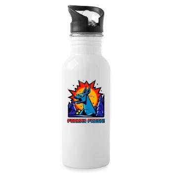 A fresh funky cartoon style woodland creature - Water bottle with straw - white - Right