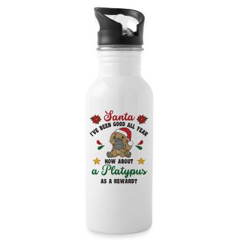 Ich will ein Schnabeltier zu Weihnachten süße - Trinkflasche mit integriertem Trinkhalm - Weiß - Rechts