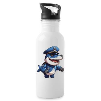 Police des requins - Gourde avec paille intégrée - blanc - Droite