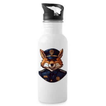 Renard policier - Gourde avec paille intégrée - blanc - Droite
