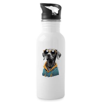 Braque de Weimar Vintage chien esthétique chiens Design - Gourde avec paille intégrée - blanc - Droite