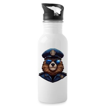Police des marmottes - Gourde avec paille intégrée - blanc - Droite