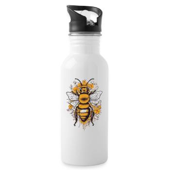 Hobby Beekeeper Bees Aesthetics Honey Love Design - Water bottle with straw - white - Right
