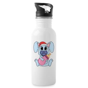 Bunny Baby Christmas - Water bottle with straw - white - Right
