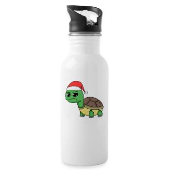 Turtle Christmas - Water bottle with straw - white - Right