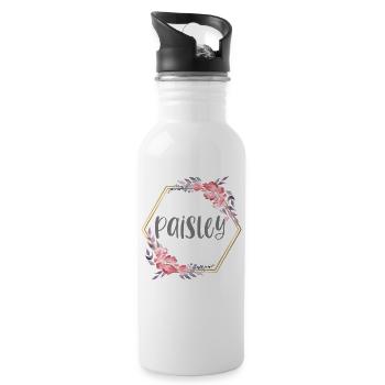 Paisley Girl Name Baby Gift - Water bottle with straw - white - Right