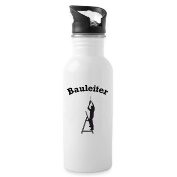 lustiges Bauleiter Baustellen Zubehör - Trinkflasche mit integriertem Trinkhalm - Weiß - Rechts