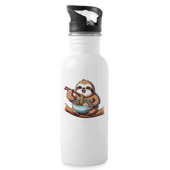 cute sloth eats ramen noodles sloths ramen - Water bottle with straw - white - Right