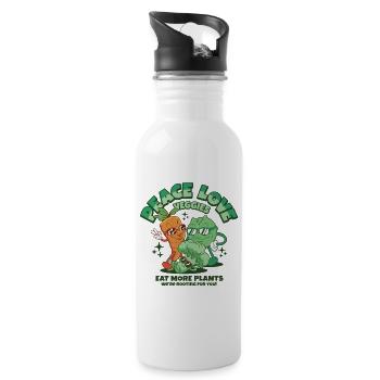 Peace love veggies - eat more plants - Trinkflasche mit integriertem Trinkhalm - Weiß - Rechts