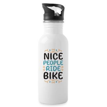 Les gens sympas font du vélo en disant citation - Gourde avec paille intégrée - blanc - Droite