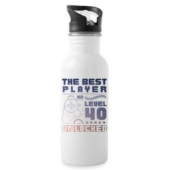The Best Player, Level 40 Unlocked - Water bottle with straw - white - Right