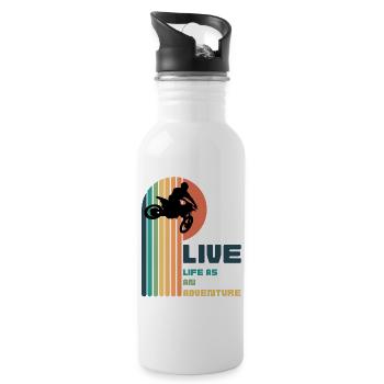 Living Life as an Adventure - Moto Cross - Water bottle with straw - white - Right