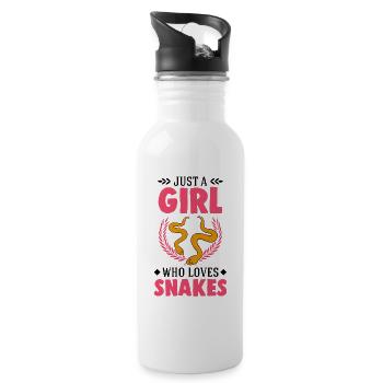 Schlangen Mädchen Kornnatter Natter - Trinkflasche mit integriertem Trinkhalm - Weiß - Rechts