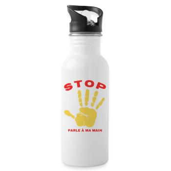 Stop Parle à ma main- Design de main drôle - Gourde avec paille intégrée - blanc - Droite