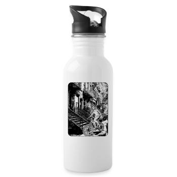 NYC Comic-Bild: unverwechselbares Design für Biker - Trinkflasche mit integriertem Trinkhalm - Weiß - Rechts
