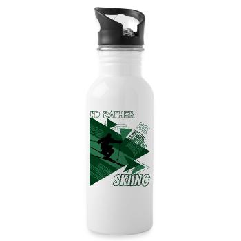 I'd Rather Ski - Ski Wintersportler Skifahrer - Trinkflasche mit integriertem Trinkhalm - Weiß - Rechts