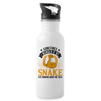 Schlangen Besitzer Kornnatter Natter - Trinkflasche mit integriertem Trinkhalm - Weiß - Rechts